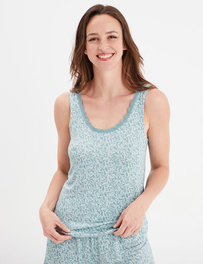 Haut de pyjama débardeur vert femme
