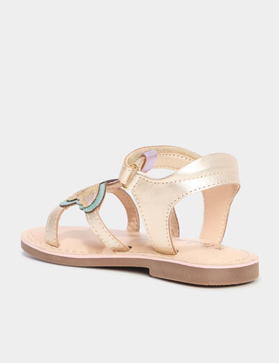 Sandales plates en cuir multicolore fille