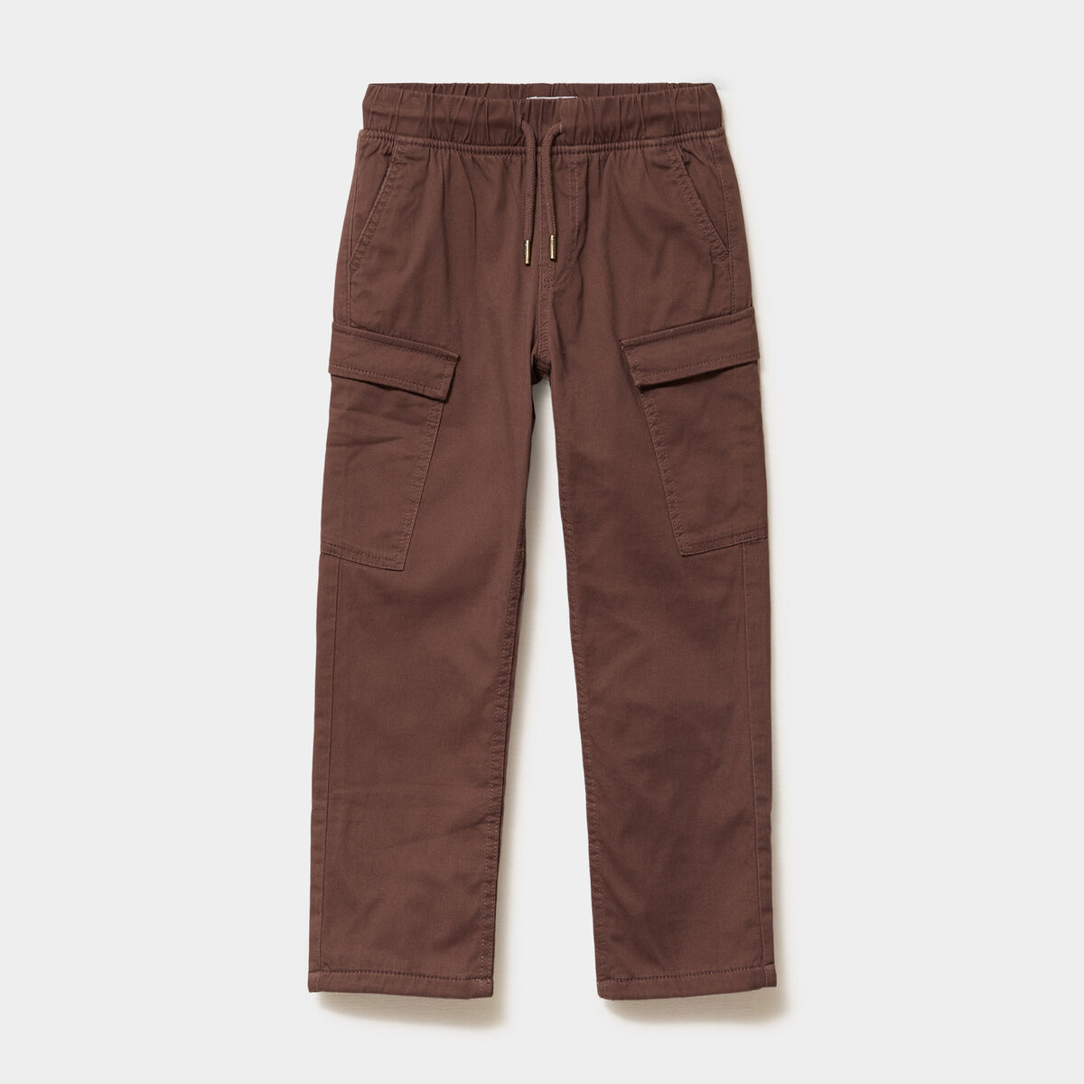 Pantalon cargo regular coton majoritaire marron fonc&eacute; gar&ccedil;on