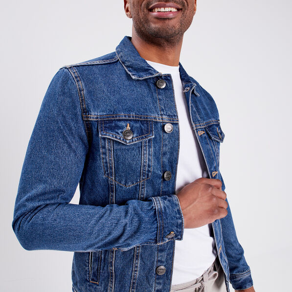 veste droite boutonnee en jean creeks denim stone homme Veste droite boutonnée en jean Creeks denim stone homme