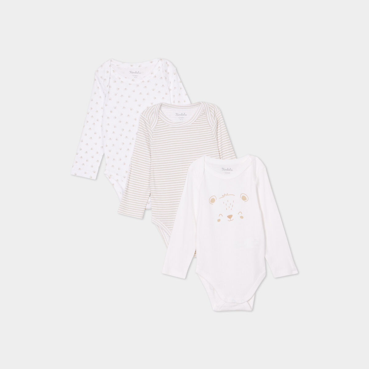 Lot 3 bodies US manches longues coton blanc b&eacute;b&eacute;