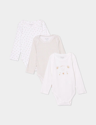 Lot 3 bodies US manches longues coton blanc bébé
