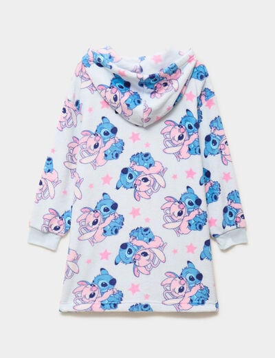 Poncho plaid &agrave; capuche Stitch bleu clair fille
