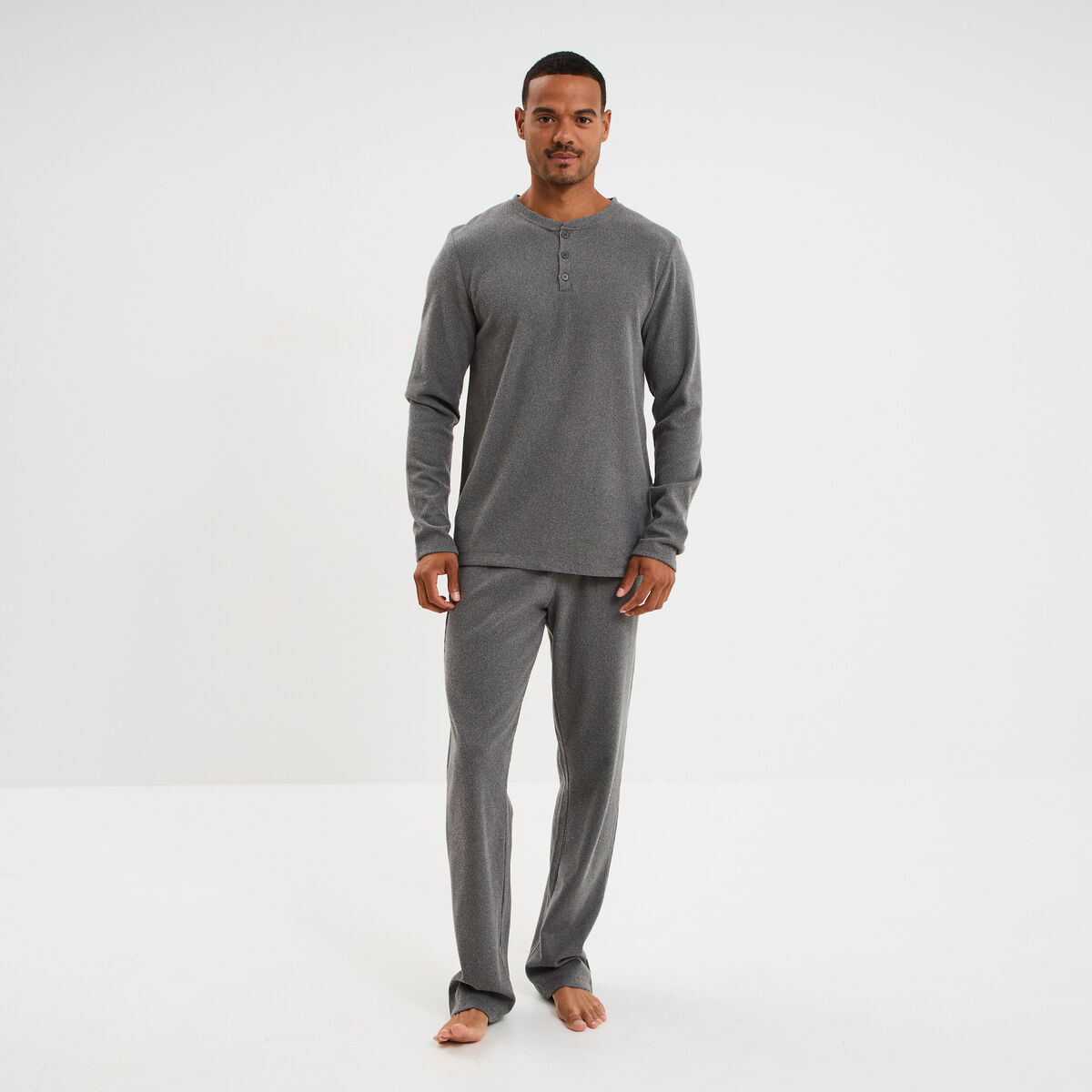 Ensemble pyjama 2 pi&egrave;ces gris clair homme