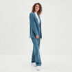 Pantalon large à pinces bleu pétrole femme
