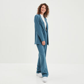 Pantalon large à pinces bleu pétrole femme