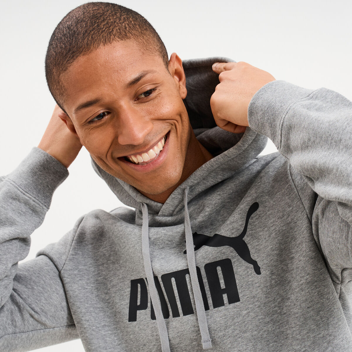 Sweat hoodie &agrave; capuche molleton Puma gris homme