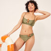 Bas de maillot de bain avec anneaux vert kaki femme