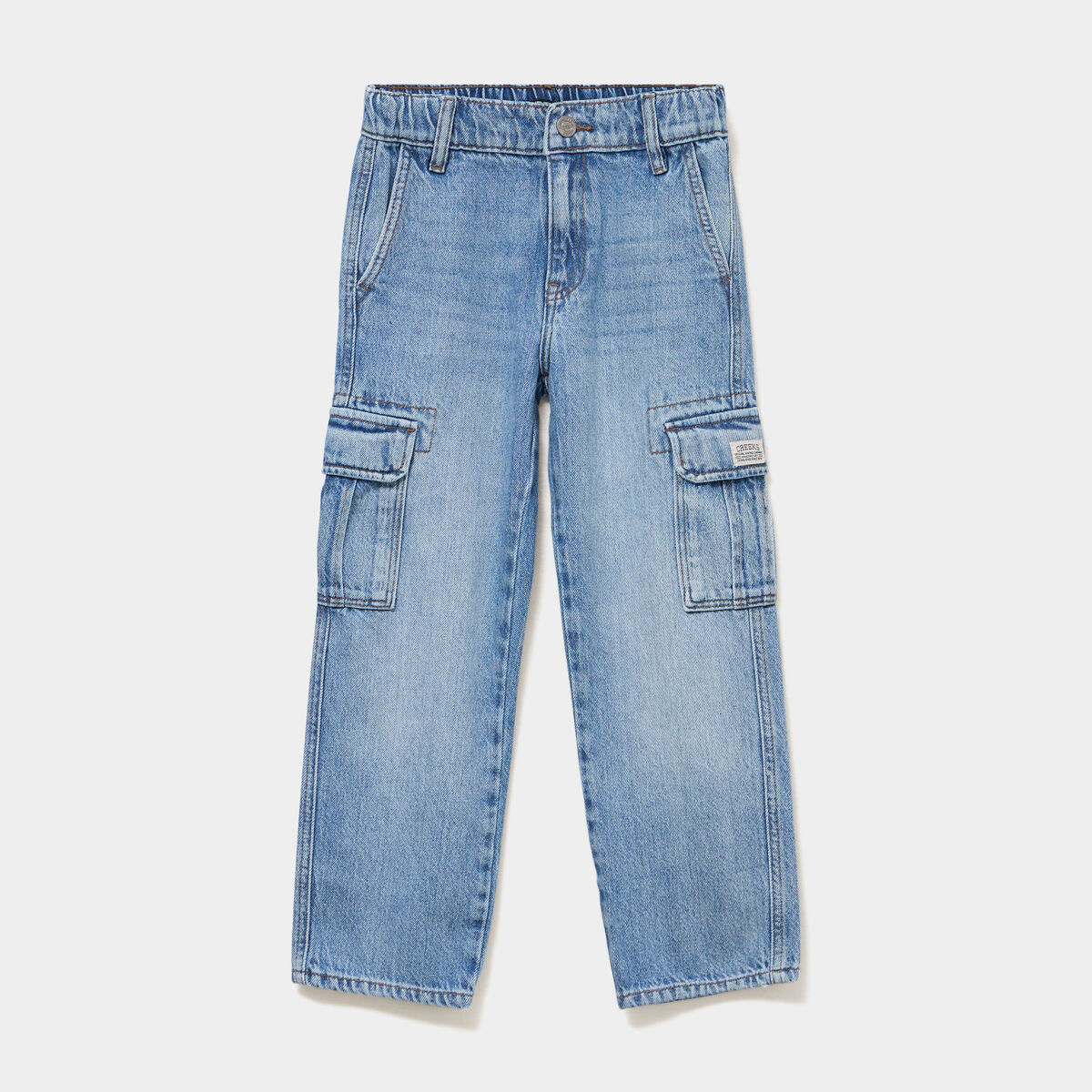 Jeans cargo 6 poches coton denim double stone gar&ccedil;on