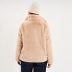 Veste fausse fourrure col montant beige femme grande taille