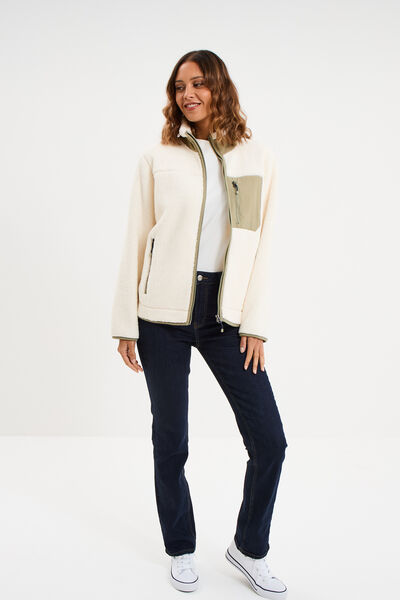 Jeans regular 5 poches coton denim brut femme