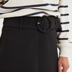 Jupe courte trapèze ceinturée noir femme