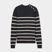 Pull manches longues avec boutons gris foncé femme