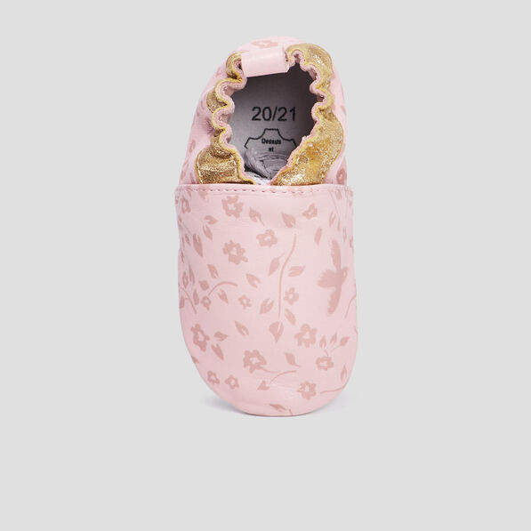 Bottillons en cuir à paillettes rose bébé fille