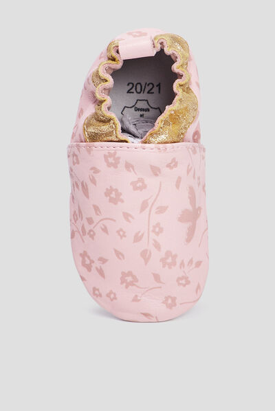Bottillons en cuir à paillettes rose bébé fille