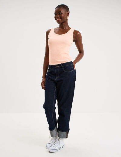 D&eacute;bardeur ajust&eacute; col rond coton orange fluo femme