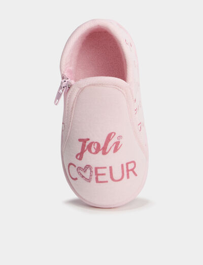 Chaussons bottillons zipp&eacute;s rose b&eacute;b&eacute; fille