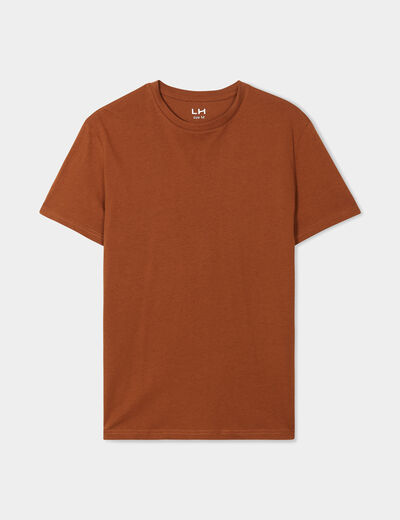 T-shirt droit en coton manches courtes marron homme