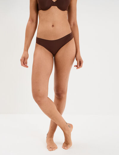 Culotte microfibre sans coutures marron femme