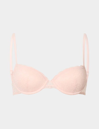 Soutien-gorge corbeille paddé dentelle rose clair femme