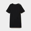 Robe droite cr&ecirc;pe manches courtes noir femme