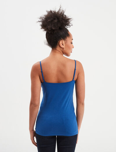 Débardeur coton bretelles réglables bleu roi femme