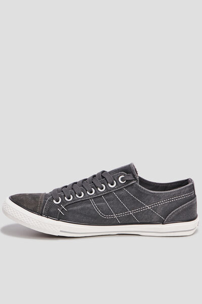 Baskets basses en toile &agrave; lacets gris homme
