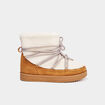 Boots fourrées fausse laine de mouton sable femme
