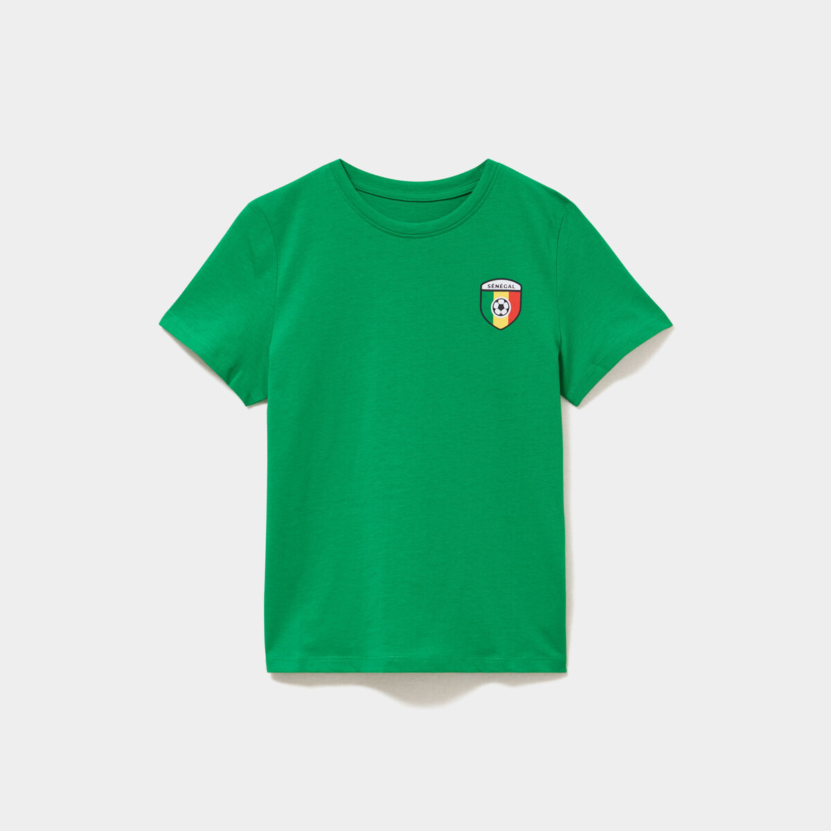 T-shirt maillot football S&eacute;n&eacute;gal coton vert menthe fille