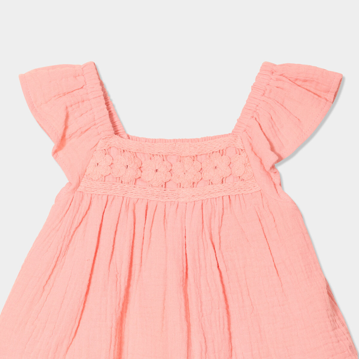 Ensemble 2 pièces gaze de coton rose corail bébé fille