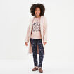Peignoir long effet polaire &agrave; capuche vieux rose femme