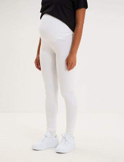 Legging grossesse en coton blanc femme maternit&eacute;