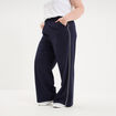 Pantalon large taille &eacute;lastiqu&eacute;e bleu fonc&eacute; femme grande taille