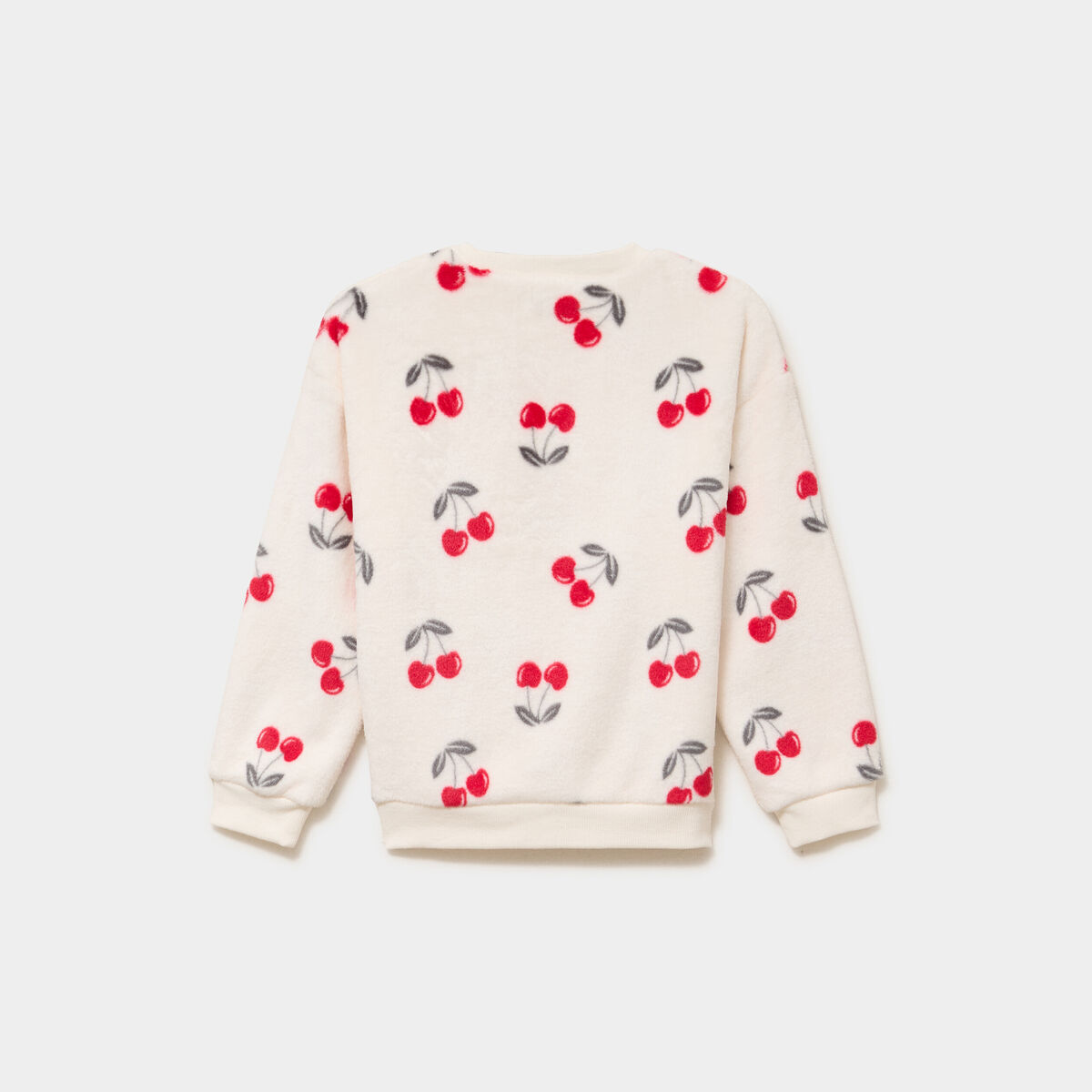 Sweat polaire oversize manches longues beige fille