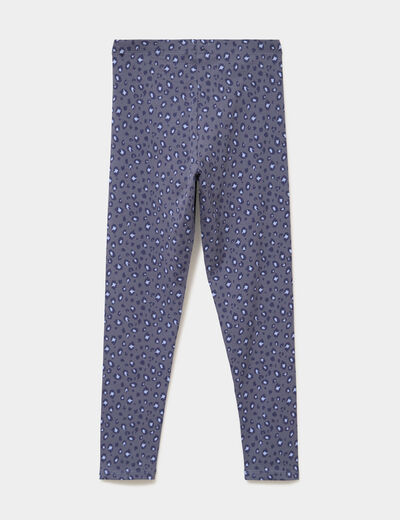Legging taille &eacute;lastiqu&eacute;e coton bleu gris fille
