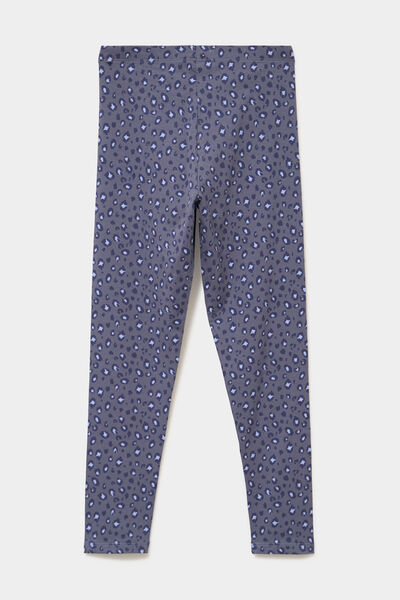 Legging taille &eacute;lastiqu&eacute;e coton bleu gris fille