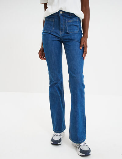 Jeans bootcut poches plaquées denim baby bleu femme