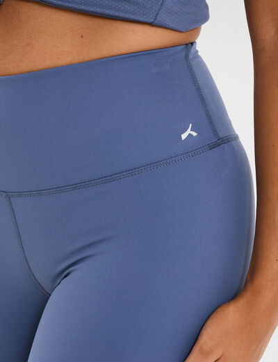 Short cycliste de sport taille haute bleu fonc&eacute; femme