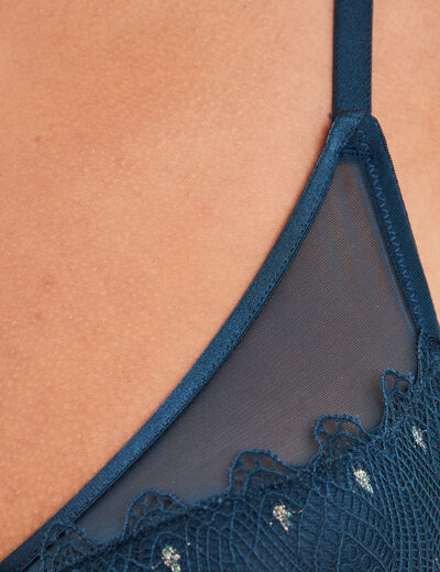 Soutien-gorge emboîtant paddé dentelle bleu canard femme