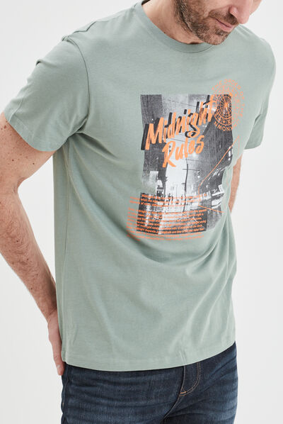 T-shirt droit manches courtes coton vert clair homme