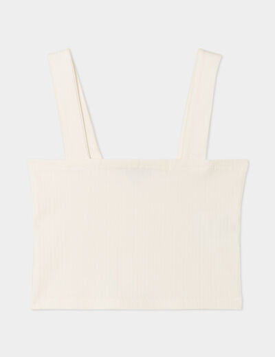 Haut de pyjama crop-top ivoire femme