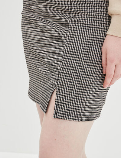 Jupe courte droite avec fente beige femme
