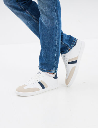 Tennis basses &agrave; lacets blanc homme