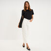 Pantalon balloon 7/8&egrave;me coton ecru femme