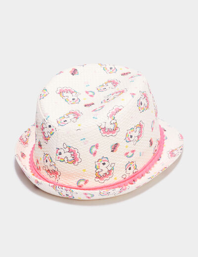Chapeau aspect tressé blanc fille
