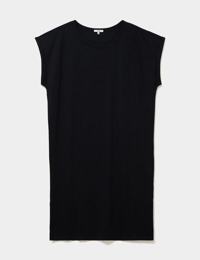 Robe courte droite manches courtes noir femme grande taille