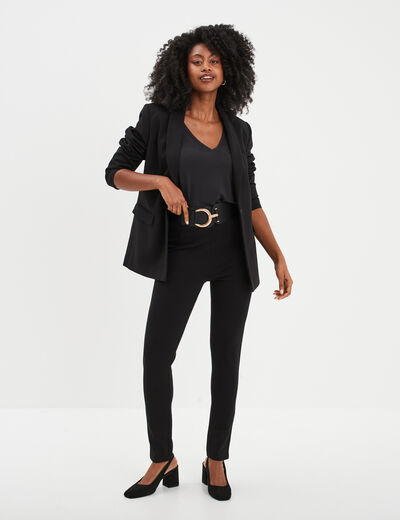 Legging taille haute élastiquée noir femme