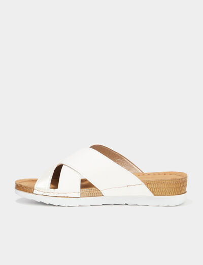 Mules à talons compensés Confortissimo blanc femme