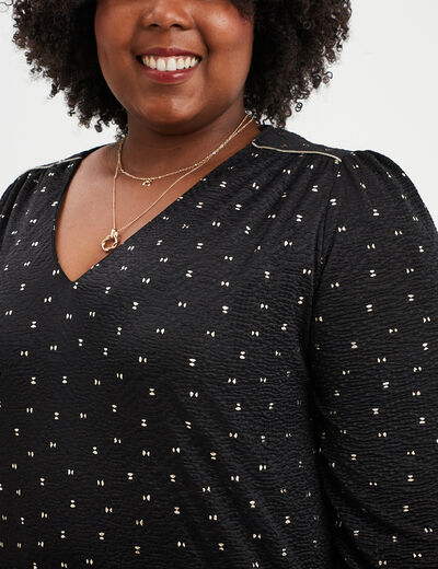 Robe évasée manches 3/4 noir femme grande taille