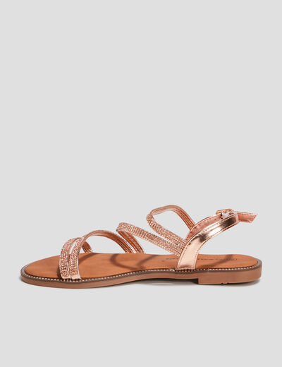 Sandales &agrave; strass rose champagne femme